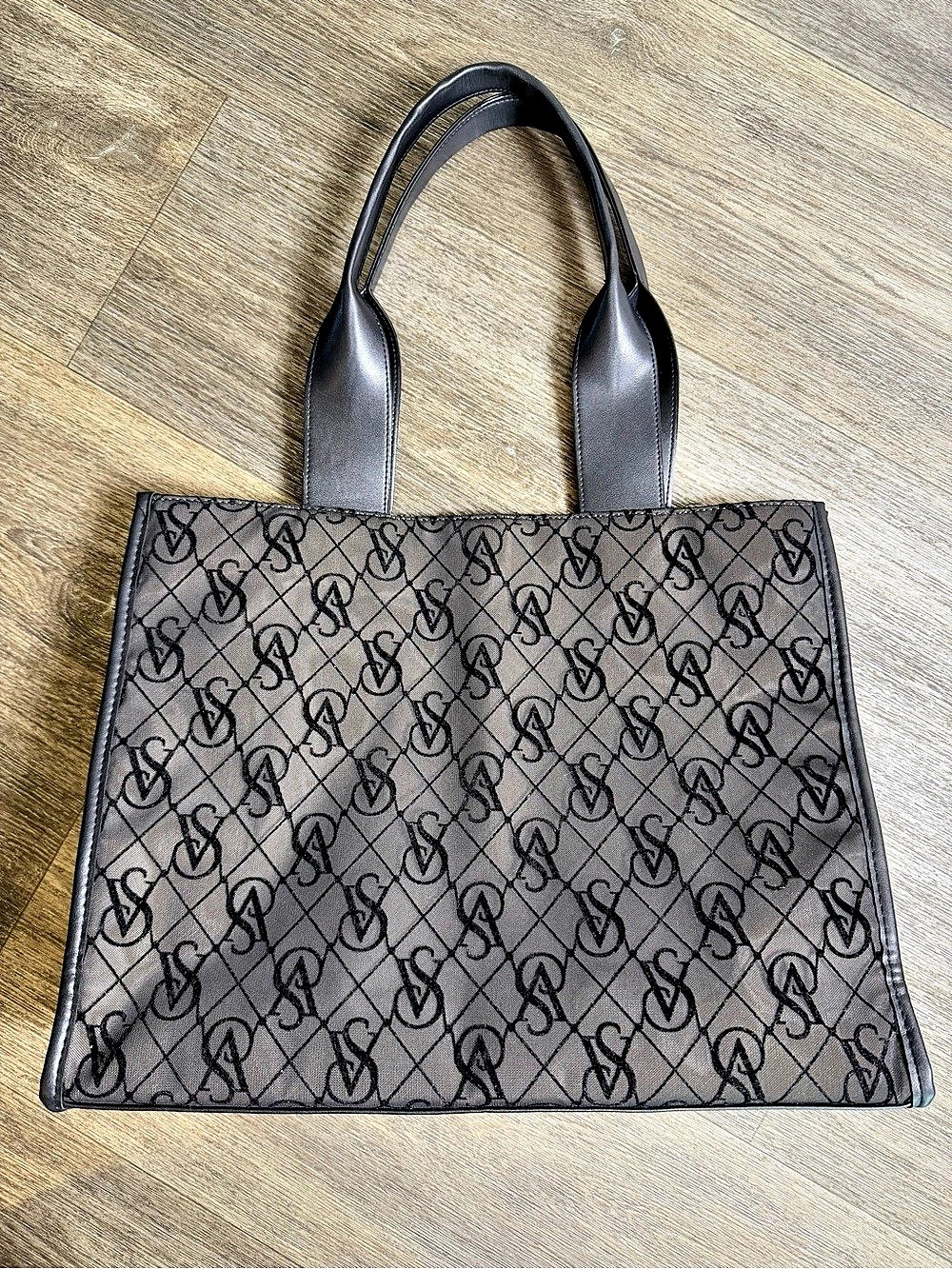 Victoria's Secret Monogram Tote in Gray & Black